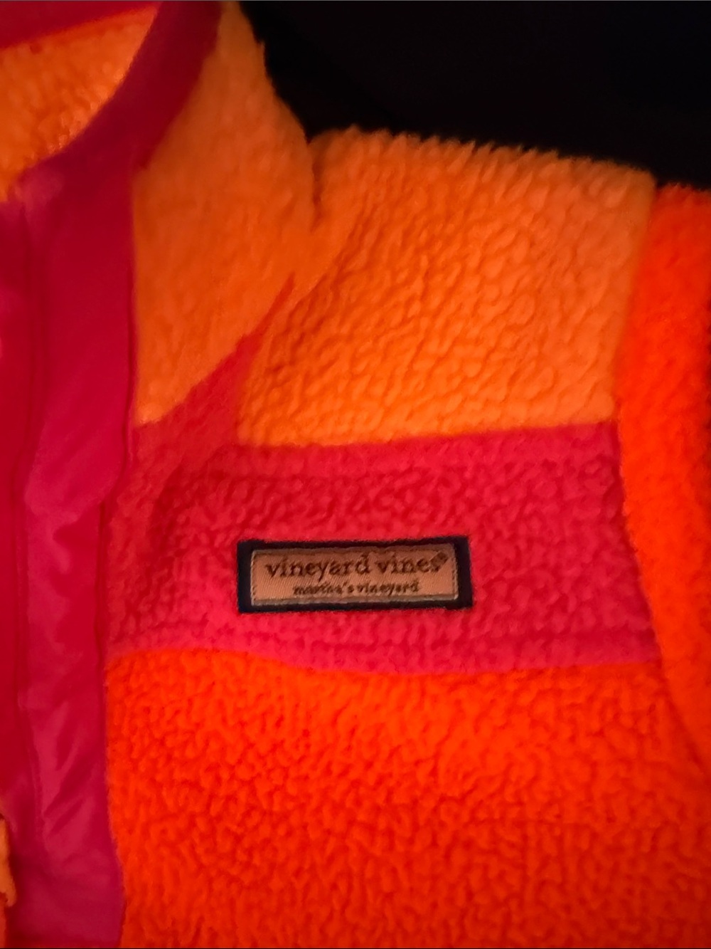 Vineyard Vines Pink & Orange Sherpa Pullover - Picture 4 of 6